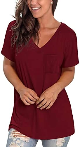 Teen Girls Jesen ljeto majica kratki rukav 2023 odjeća trendy pamuk V izrez casual bluza za