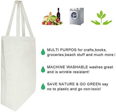 WOWSEA torbe od prirodnog platna, 4 kom višekratna torba za kupovinu 24OZ DIY uzorak za izradu i uređenje čvrste perive torbe za namirnice