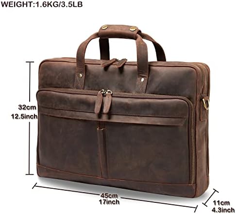 Kožna traka za laptop od 17 inča, laptop Case Case Gaschables Messenger Torba za prtljag, puna kožna torba