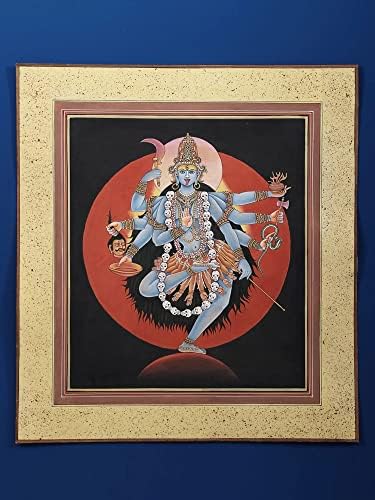 Egzotična Indijska boginja Mahakali Slika - Slika u boji vode na papiru