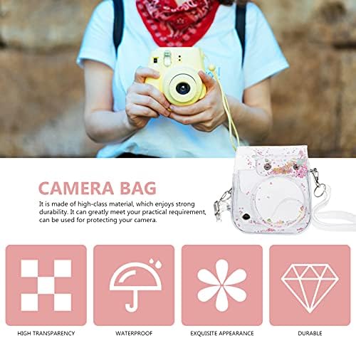 Uonlytech torba za dodatnu opremu za kamere za žene, šljokica sa podesivim remenom prozirna PVC torbica za Mini 11 9 8 Clear Case