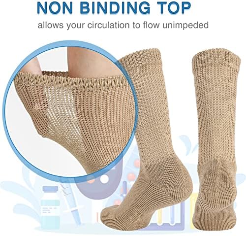 Takusun Nevezing dijabetičke čarape za posade za muškarce 6 pari Cirkulacijske labave fit termalne čarape