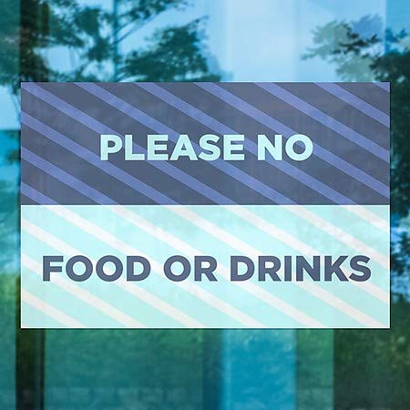 CGsignLab | Molim vas, nema hrane ili pića -Stripes Blue Prozor Cling | 18 x12