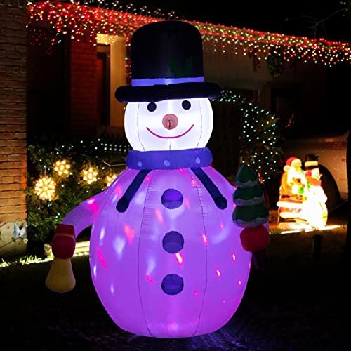 HBlife 6.5 FT Božić Gumenjaci dekoracije snjegović, slatka plava kapa Blow Up sa šarenim ugrađeni LED svjetla, vanjski odmor dekoracije za Dvorište, trijem, travnjak ili božićnoj zabavi