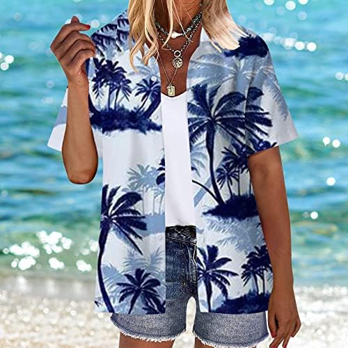 Žene Grafičke majice Žene Ljetne havajske košulje Soft Cool cvjetni ispis Kratki gumb dolje Mons Plus