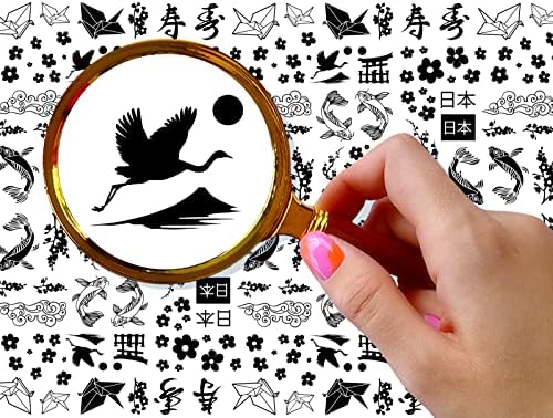 Naljepnice za nokte naljepnice FLONZNAIL jednostavni elegantni crni japanski motivi i slike Koi riblji kranovi za nokte transfer Vintage stilizovane naljepnice