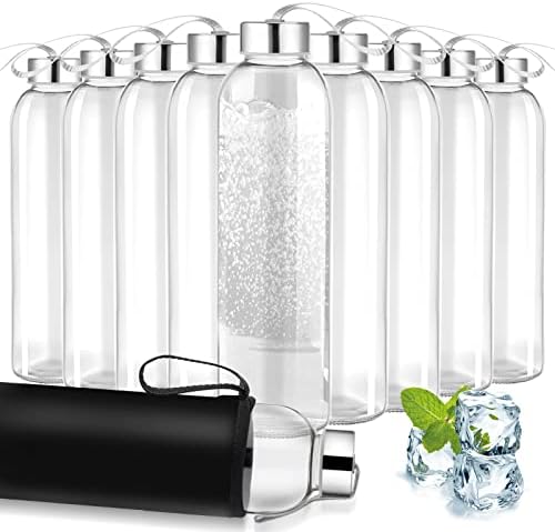 Eccliy 10 pakovanje 24 oz Staklene boce za vodu setovi sa poklopcima od nerđajućeg čelika i rukavima za višekratnu