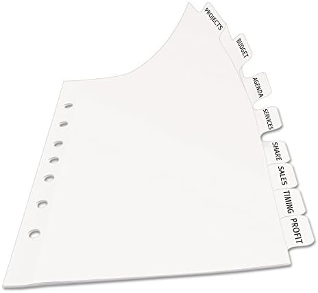 Avery 8 Tab Mini razdjelnici za 3 ili 7 Ring Binder, 5.5 x 8.5, Easy Print & amp; Nanesite Clear Label Strip, Index Maker prilagodljiv bijele kartice, 1 Set