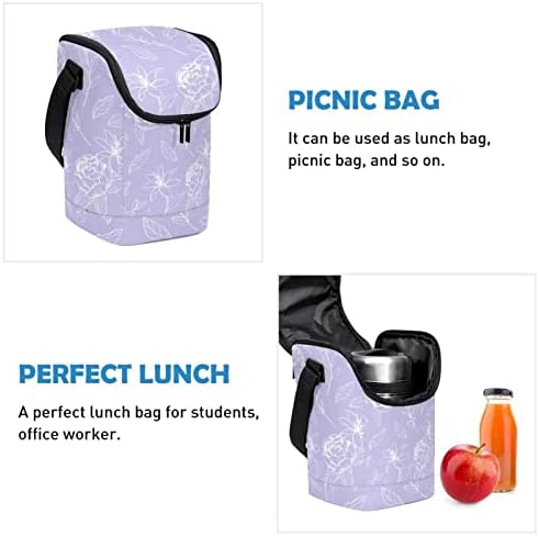 HOHODIY cvjetno ljubičasta torba za ručak sa naramenicom za muškarce i žene, kutija za ručak za posao, škola