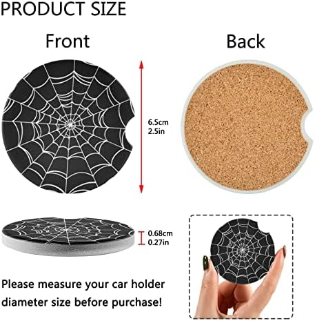 Goth Spider Web car Cair 2 pakovanje, 2,5-inčno uniseks auto coaster ukras, odvojivi držač za auto čašicu koji