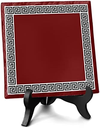 Vino crvena crna keramička ploča Tabela dekoracije znak, Tradicionalna kineska geometrija tile uzorak desk decor znak - Memorijalni pokloni za zabavu kućne kancelarije