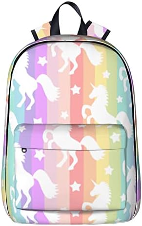 AFFILLEVE Slatka bijela jednorog Silhouette Rainbow Šarene pruge Ležerni školski ruksak za dječake za teen Girls