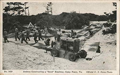 Seebees izgradnja pješčanog puta kamp Peary, Virginia VA originalna antička razglednica