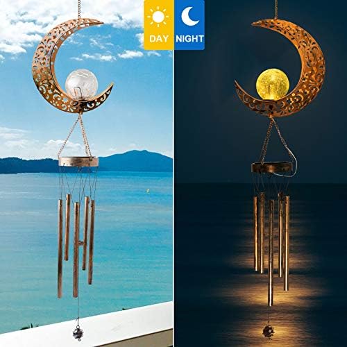 Moon Solar Handmade Chimes for mom Moon Decor for outdoor Clearance gardening Gifts Birthday Gifts for mom For Women Grandma Gifts Christmas Decorations mom Day Light Gift