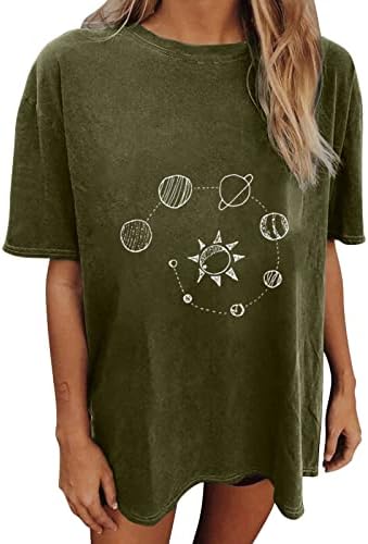 Moon Sun bluza žene kratki rukav posada vrat pamuk labave Fit Srednjovjekovni Brunch Top Tshirt dame Fu