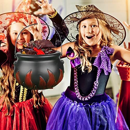 Halloween Witch Cauldron Handheld Plastic Flame Barrel Black Cauldron Halloween Candy kante Candy Holder