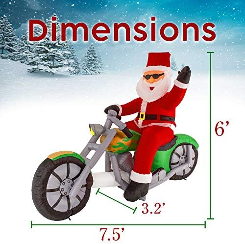 Božić Masters 6 stopala napuhavanje Santa Claus vozi motocikl sa rukom gore mašući zdravo LED