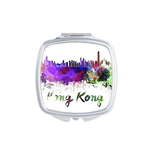 Hong Kong Kina City Akvarel Ogledalo Prijenosni Kompaktni Džepni Makeup Dvostrano Staklo