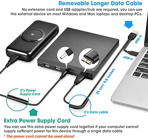 ROOFULL eksterni CD DVD + / - RW pogon sa čitačem SD kartica i USB portovima, USB 3.0 Type-C DVD