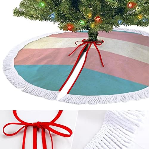 Vintage Transgender Flag božićna stabla mat suknja Osnovni poklopac sa resilicama za odmor za odmor Xmas