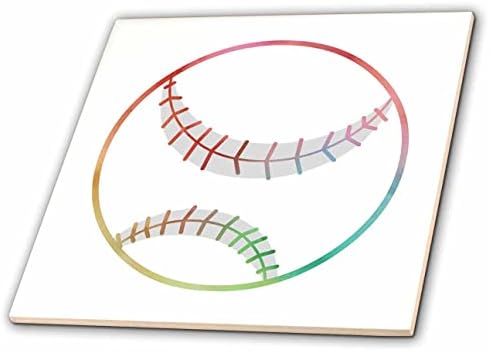 3drose Janna Salak Designs Sports-Rainbow akvarel bejzbol Softball-Tiles
