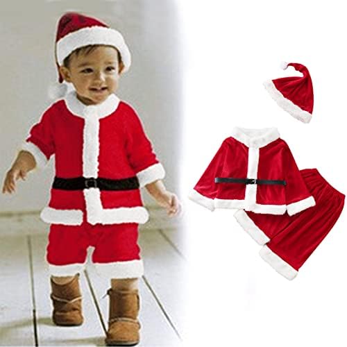 Momker 4T Dječak setovi za odijelo Jesen Dječja djeca Christmas Top Hlače postavljeno Fleece Wine Toddler