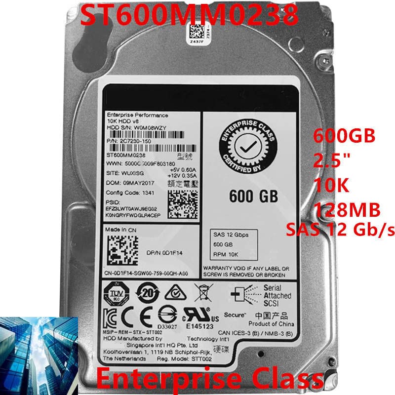 HDD za 600GB 2.5 10K SAS 12 Gb / s 128MB za interni HDD za poslovnu klasu HDD za 0D1F14 ST600MM0238