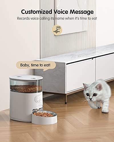 Faroro automatske hranilice za mačke, 4L dozator suhe hrane za mačke, automatske hranilice za kućne ljubimce za mačke i pse sa kontrolom porcija, zakažite 1-6 obroka dnevno, 10s Prilagođeno Snimanje glasa, dvostruko napajanje