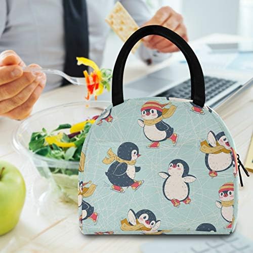 Izolovana torba za ručak za žene-slatki pingvini velike nepropusne kutije za ručak sa naramenicama za Radne