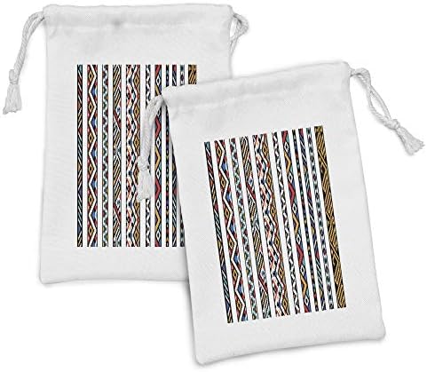 Lunadljiva aztec torba za tkaninu 2, višebojne pruge s raznim dizajnom piksela umjetnička stil latinoameričkim nadahnutim, malom torbom za izvlačenje za toaletne potrepštine maske i usluge, 9 x 6, višebojni