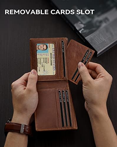 Swallowmall muške novčanik RFID prave kože Slim bifold Novčanici za muškarce izmjenjivi ID Windows