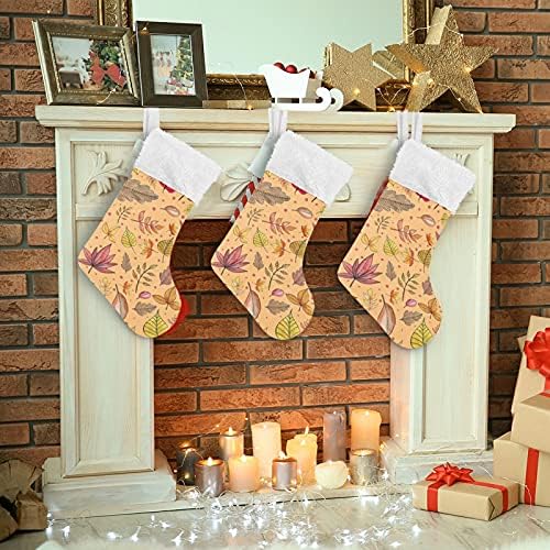 Alaza Božićne čarape Jesenski jesen ostavlja klasičnu personalizirani veliki ukrasi za čarape za obiteljski
