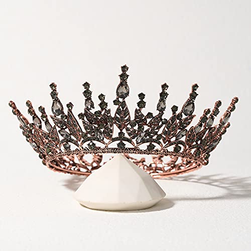 SWEETV Gothic queen Crown za žene, crna kruna od tijare, tamni Cosplay Headpiece, Goth Hair Accessories za svadbenu zabavu Brithday Prom Halloween