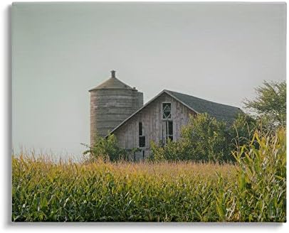 Stupell Industries umirujuća seoska štala čisto nebo ruralna trava platnena zidna umjetnost, dizajn