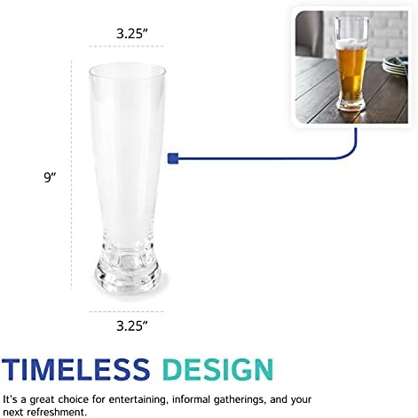 Huang Acrylic Clear 22oz Clear Pilsner čaša za piće za pivo Set od 4
