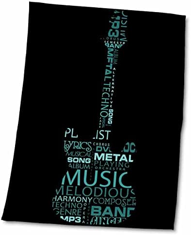 3Droza Riječ muzika u obliku gitare u tirkiznoj - ručnicima