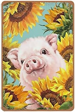 Apilot Vintage Metal potpisuje svinja u suncokretima Diy Embroidery Cross Stitch Home Decor Wall Paint Art Farmhouse