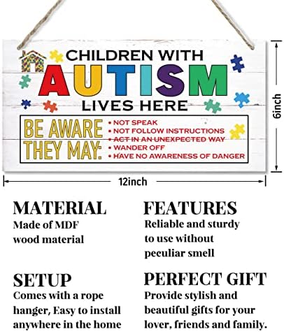 Djeca sa autizmom Živi ovdje se potpisuje, viseći drveni znak za automatsko drvo zida umjetnina znaka,