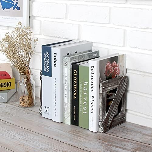 J JACKCUBE dizajn rustikalni držači za knjige 1 par, dekorativni držač za knjige za teške knjige DVD za časopis