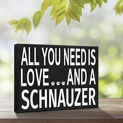 JennyGems Schnauzer pokloni, sve što Vam treba je ljubav i Šnaucer drveni znak, zidno vješanje i dekor