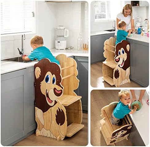 Maksimum & amp; mene divno Lion Toddler kuhinja stolica pomagač, Podesiva visina kuhinjska stolica za malu djecu.