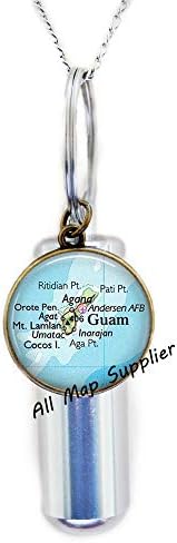 AllMappplier modna kremacija urna ogrlica, guam karta urn, guam mapa kremacija urna ogrlica Guam kremiranje