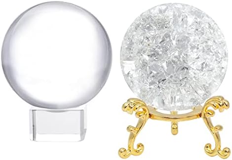 Dugwin snop od 1pc 60mm Clear Crystal Ball sa kristalnim postoljem i 1pc 60mm ledom pukne kristalne kugle ukrase za kuglice