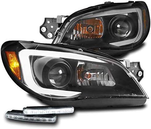 ZMAUTOPARTS LED Crni projektor farovi farovi sa 6 bijelim LED DRL svjetlima za 2006-2007 Subaru Impreza