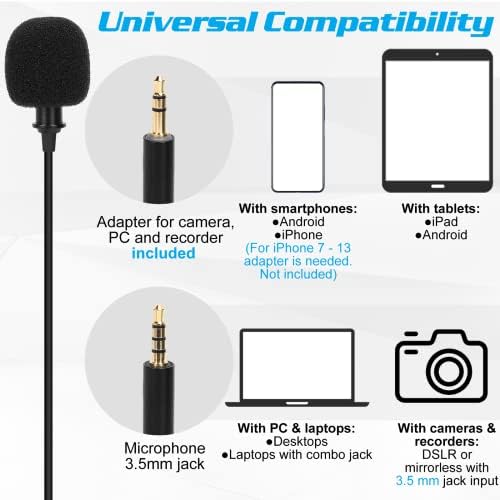 Profesionalni ocena Lavalier rever mikrofon za Huawei Y7 kompatibilan sa iPhone telefonom ili blogovima