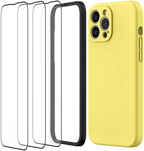 SURPHY žuta silikonska futrola + 3 Paket zaštitnik ekrana za iPhone 14 Pro 6.1 inch