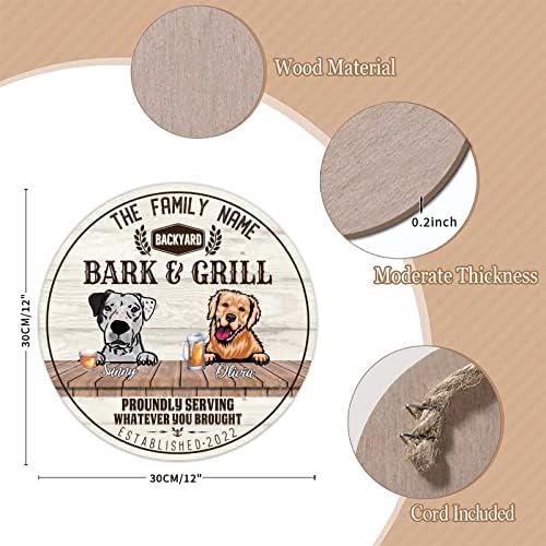 Funny pas Drvo paletni znak plaketa kora i roštilj prilagođena okrugla drvena viseća ploča pas Paw