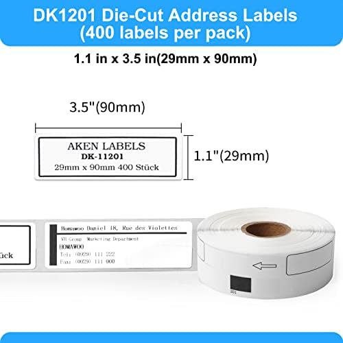 DK-1201 QL-800 zamjena adresne naljepnice za Brother DK1201 standardne valjane adresne naljepnice izrezane 29mm x 90mm, koristi se za Brother QL-700 QL-810W QL-820nwb štampače naljepnica, 12 rolni