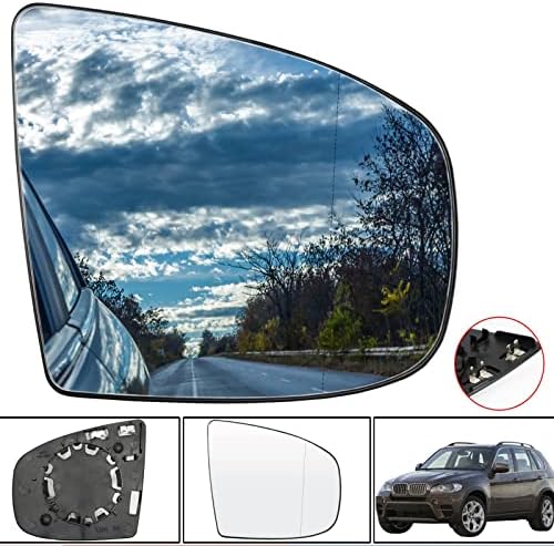 Autoxbert ogledalo Zamjenski putnički desni bočno ogledalo zagrijano sa podlogom za podlogu kompatibilno sa BMW X5 X6 2007 2008 2009 2010 2011 2012 2013 2014