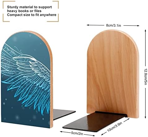 Angel Wings Non-Skid Wood Bookends Heavy Duty Book čep za dekorativne police